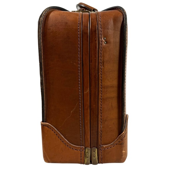 VTG MCM Belting Leather Garment Suitcase Brown Presto Lock Jordans Luggage USA - Picture 4 of 16